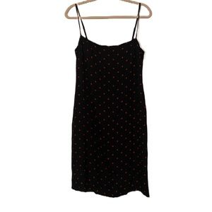 Reformation Black and Red Polka Dot Spaghetti Strap Slip Dress